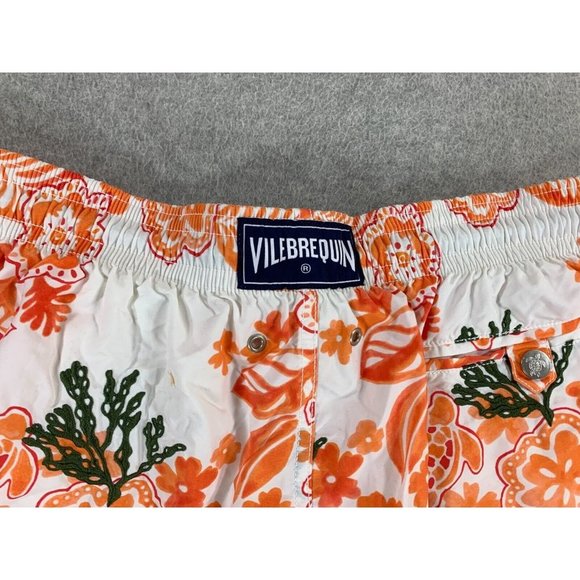 Vilebrequin Floral‎ Cotton Mesh Lined Swim Trunks (Men's 3XL) Orange - Picture 10 of 12